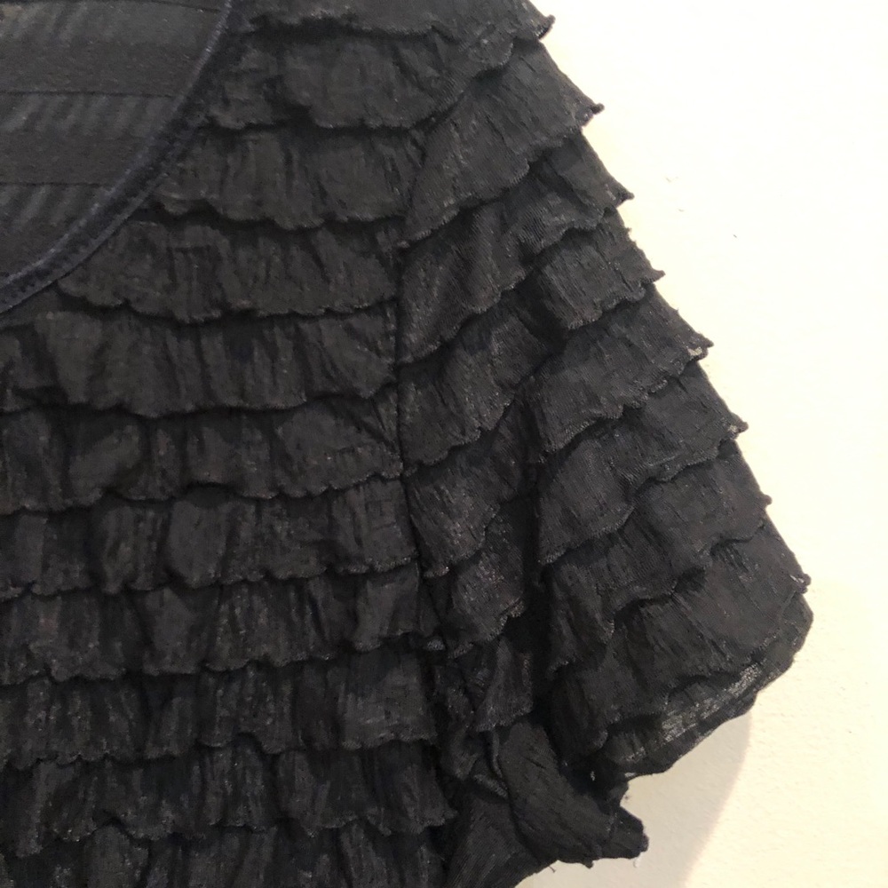 NY Collection Ruffled Black Top - Picture 6 of 7
